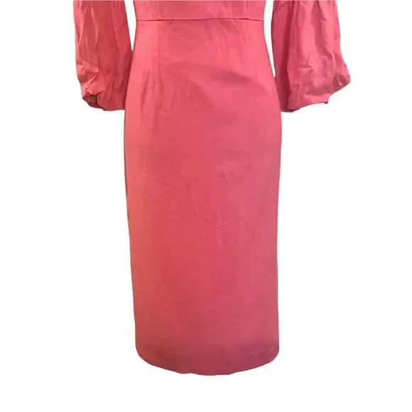 Veronica Beard Amalita Tea Length Pencil Midi Dress Bell Sleeve Melon Size 2 NWT - Picture 10 of 12